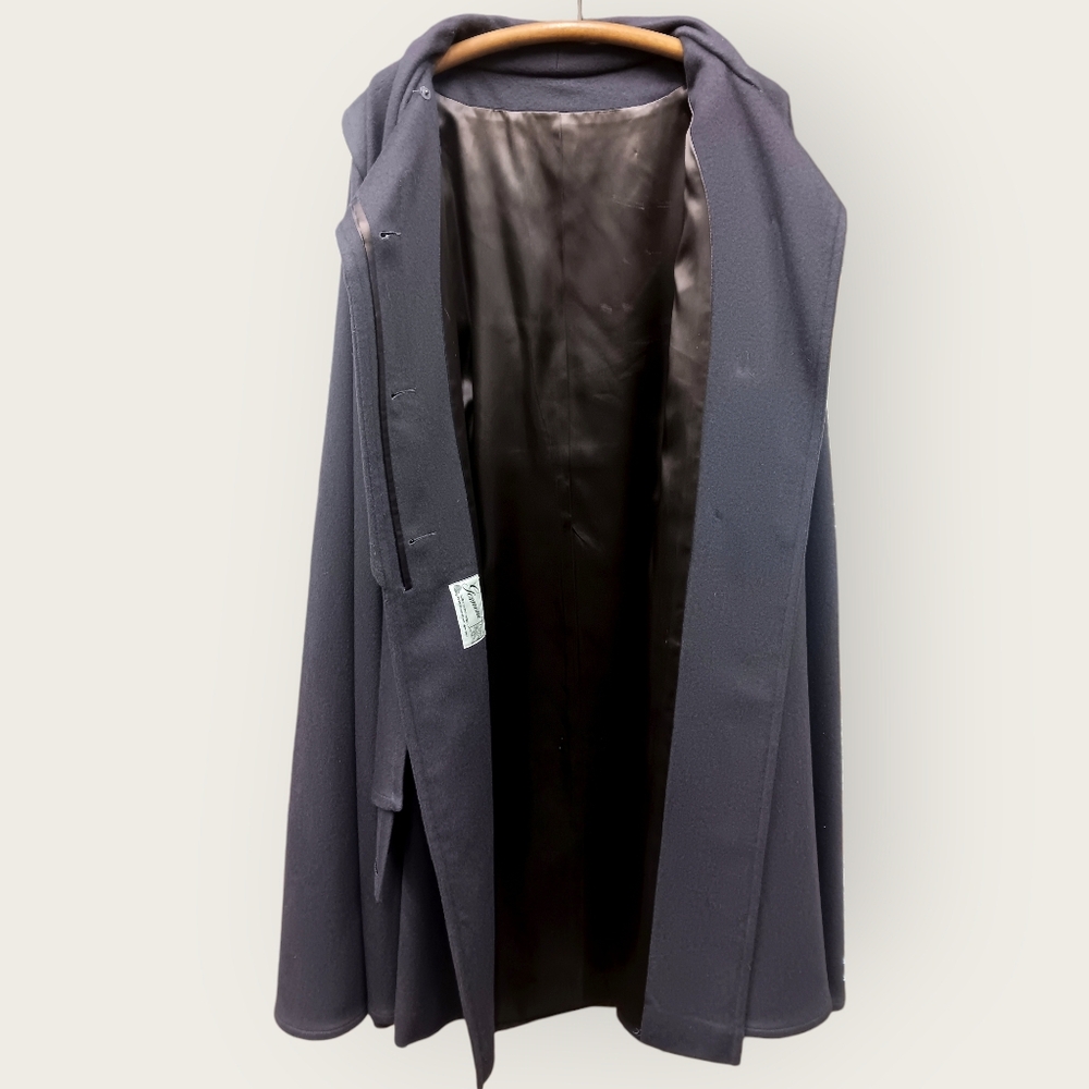 Elegant 1960s Purple Mauve Cape Coat by Gemini - 100% Wool - M - Picture 5 of 10